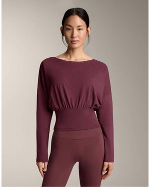 Oysho Fitted Waist Cotton Blend T-Shirt - Purple