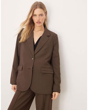 Y.A.S Oversized Blazer With Tortoise Shell Button Detail Co-ord - Brown