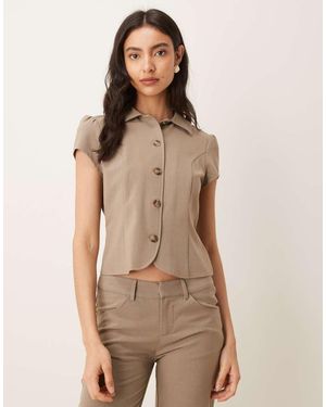 Motel Maorah Tailored Collared Blouse - Brown