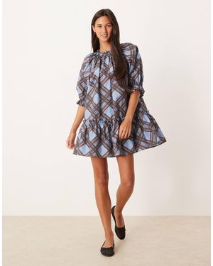ASOS Smock Pep Hem Dress - Blue