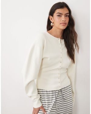 Gina Tricot Mix and match figurbetonte gestrickte loungewear-strickjacke - Natur