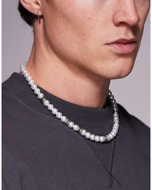 ASOS Pearl & Rondel Necklace - Blue