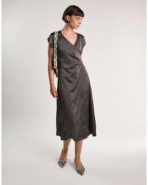Glamorous Midi Wrap Dress - Brown