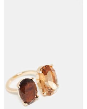 ASOS Ring With Double Amber Stone-setting - Metallic