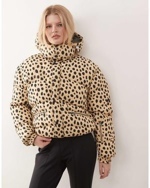 OOSC – chic – mehrfarbige pufferjacke mit gepardenmuster - Natur