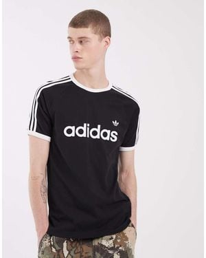 adidas Originals T-Shirt Met 3-Stripes En Gekleurde Randjes - Zwart