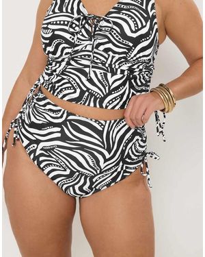 Yours Clothing Abstract Super High Waist Bikini Briefs - Black