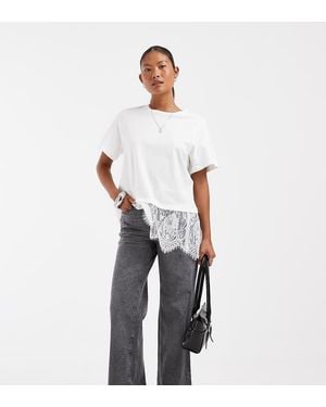Vero Moda Tessa Vaqueros De Pernera Ancha De Talle Alto En Gris Medio - Blanco