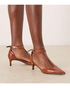 Raid Wide Fit Zapatos Marrón Chocolate Con Leche De Tacón Bajo De Charol Tosha De