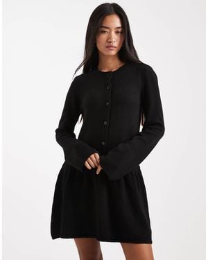 Vero Moda Soft Knitted Button Front Mini Dress - Black
