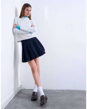 TOPSHOP Denim Pleated Wrap Mini Skirt - Blue