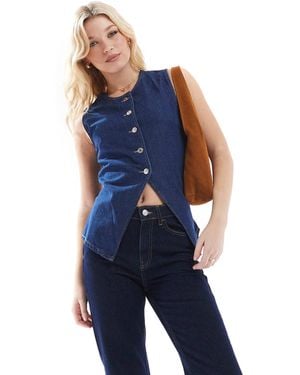 ASOS Denim Split Front Vest - Blue