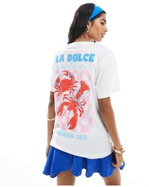New Look La Dolce Logo Oversized T-Shirt - White