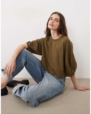ASOS Felpa Con Maniche A 3/4 Color Cioccolato - Marrone