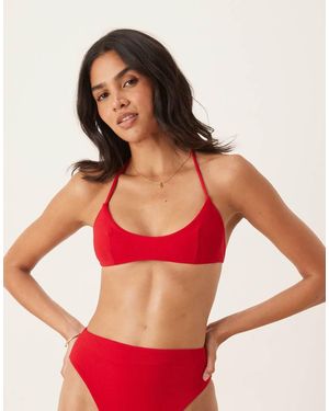 ASOS Tia Towelling Skinny Scoop Crop Bikini Top - Red