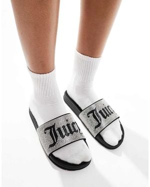 Juicy Couture Diamante Slider - White