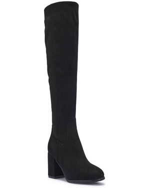 SEQWL Wide Fit Block Heel Casual Knee High Boots - Black