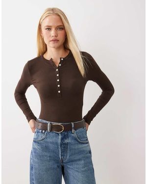 Miss Selfridge Button Through Rib Bodysuit - Blue