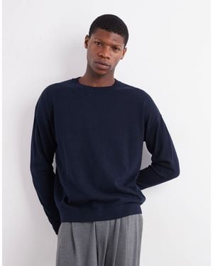 ASOS Relaxed Long Sleeve Knitted Crew Neck T-Shirt - Blue