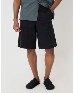 Threadbare Baggy Fit Cotton Chino Shorts - Black