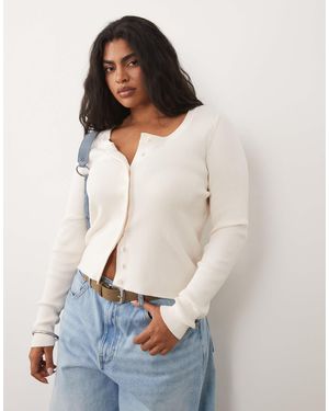 ASOS Asos Design Curve Cotton Blend Wide Scoop Cardigan - White