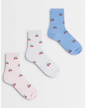 Pieces – 3er-pack knöchelsocken - Blau