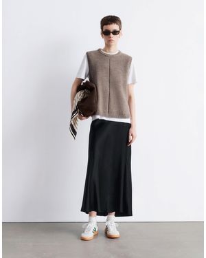 & Other Stories Satin Slip Midi Skirt - White