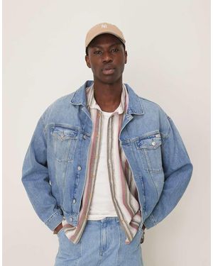 Calvin Klein Chaqueta Vaquera Holgada Con Lavado Medio De -Azul