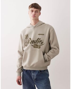 ASOS Relaxed Hoodie With Print - Natural