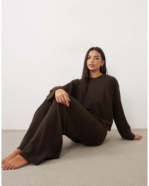 Cotton On Ensemble gaufré ultra doux marron - Noir