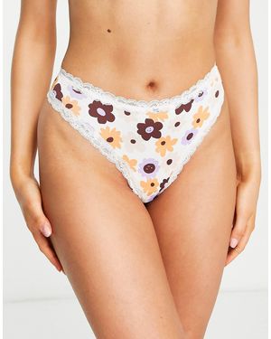 Monki Lace Trim Thong - Multicolor