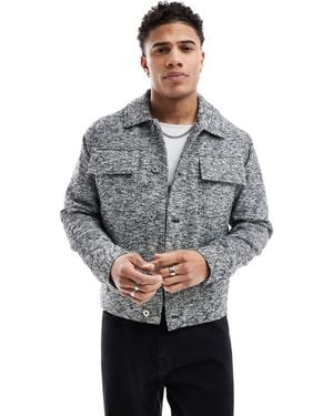 River Island Salt And Pepper Trucker Jacket - Gray