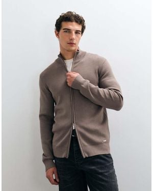 Threadbare Cárdigan Con Cremallera Y Cuello Alzado En Topo-Marrón - Gris