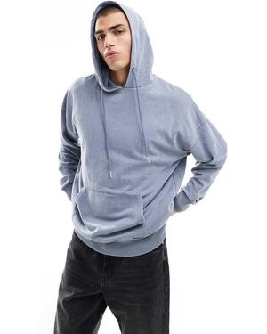 Brave Soul Felpa Con Cappuccio Oversize Lavaggio Acido - Blu