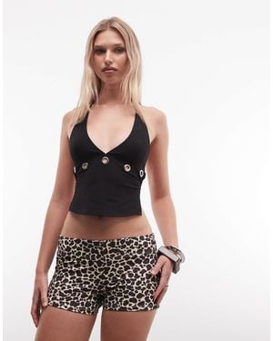 Collusion – booty-shorts mit leopardenmuster - Weiß