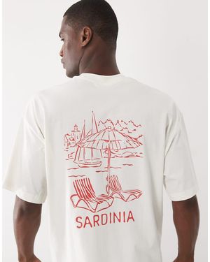 SELECTED Oversized T-Shirt Met Sardinia-Print Op De Rug - Wit