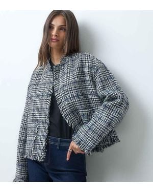 ASOS Asos Design Tall Collarless Wool Blend Boucle Jacket - Blue