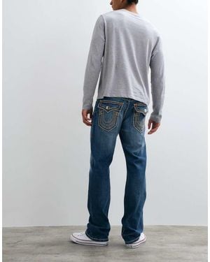 TRUE RELIGION Ricky Straight Fit Ropestitch Flap Pocket Denim Jeans - Grey