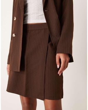 Vila Mix And Match Tailored Wrap Front Mini Skirt - Brown