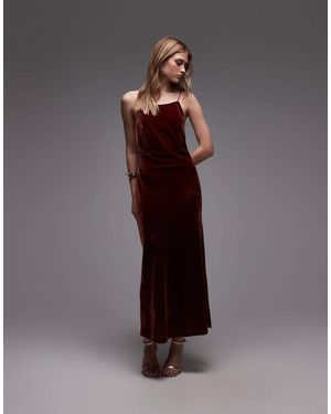 & Other Stories Midi Strap Velvet Chiffon Dress - Brown