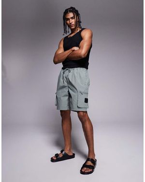 River Island Pantaloncini Cargo Verdi - Grigio
