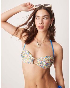 Bright Swimwear Bright Swim Zoe Botanica Ring Front Bandeau Bikini Top - Brown