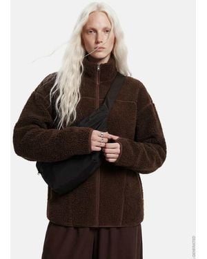 Pieces Sadia Teddy Spread Collar Drop Shoulder Jacket - Black