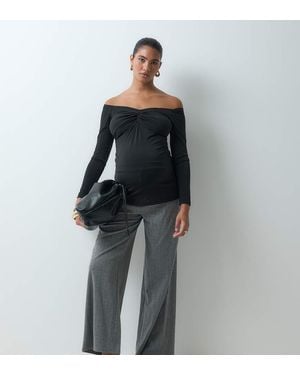 Mama.licious Mamalicious Maternity Over The Bump Wide Leg Jersey Trouser - Grey