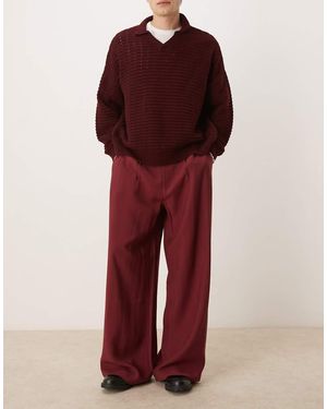 ASOS Pantaloni Ampi Eleganti Bordeaux - Rosso