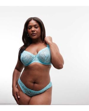 ASOS Asos Design Curve Hazel All Over Lace Brazilian Briefs With Lace Trim - Multicolour