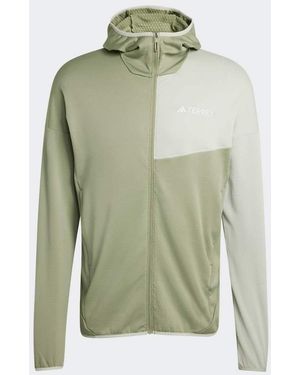 adidas Originals Terrex Xperior Climawarm Light Fleece Hooded Jacket - Green