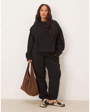 ASOS Asos Design Curve Ultimate Cuffed Brushback Trackies - Black