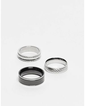 ASOS – 3er-pack bandringe aus wasserfestem edelstahl - Weiß