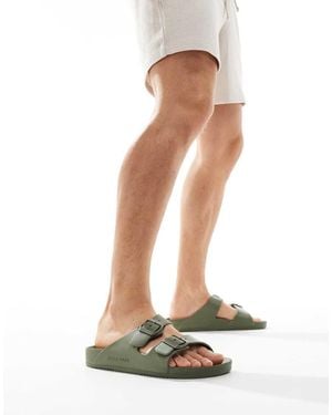 Jack & Jones Sandali Sagomati Kaki Con Fascette Doppie - Bianco
